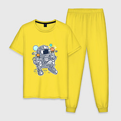 Пижама хлопковая мужская Космонавт-сладкоежка, цвет: желтый