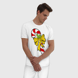 Пижама хлопковая мужская Леденец с бантом, цвет: белый — фото 2