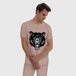 Пижама хлопковая мужская Ярость медведя, цвет: пыльно-розовый — фото 2