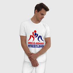 Пижама хлопковая мужская Greco-roman wrestling, цвет: белый — фото 2