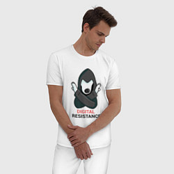 Пижама хлопковая мужская Digital Resistance, цвет: белый — фото 2