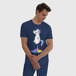 Пижама хлопковая мужская Взлет единорога, цвет: тёмно-синий — фото 2