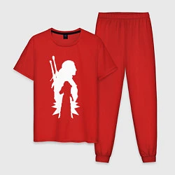Пижама хлопковая мужская Силуэт Ведьмака, цвет: красный