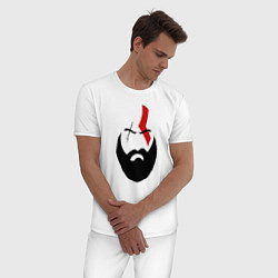 Пижама хлопковая мужская God of War: Kratos Face, цвет: белый — фото 2