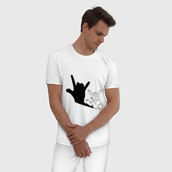 Пижама хлопковая мужская Тень зайца, цвет: белый — фото 2