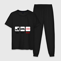 Пижама хлопковая мужская Главное в жизни - еда, сон, Audi цвета черный — фото 1