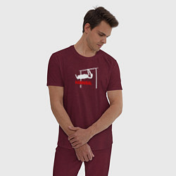Пижама хлопковая мужская Hannibal For King Workout, цвет: меланж-бордовый — фото 2