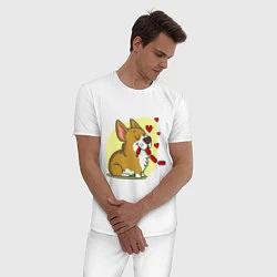 Пижама хлопковая мужская Влюбленный песик, цвет: белый — фото 2