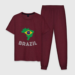 Пижама хлопковая мужская Brazil Country, цвет: меланж-бордовый