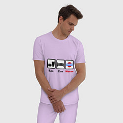 Пижама хлопковая мужская Еда, сон и Nissan, цвет: лаванда — фото 2