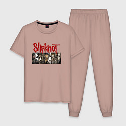 Пижама хлопковая мужская Slipknot Faces, цвет: пыльно-розовый