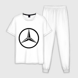 Пижама хлопковая мужская Mercedes-Benz logo, цвет: белый