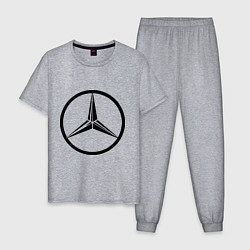 Пижама хлопковая мужская Mercedes-Benz logo, цвет: меланж