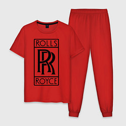 Пижама хлопковая мужская Rolls-Royce logo, цвет: красный