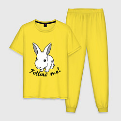 Пижама хлопковая мужская Rabbit: follow me, цвет: желтый