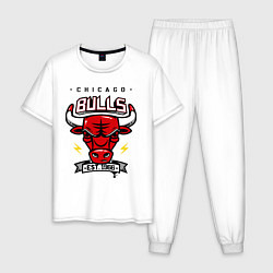 Пижама хлопковая мужская Chicago Bulls est. 1966, цвет: белый