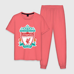 Пижама хлопковая мужская Liverpool FC, цвет: коралловый