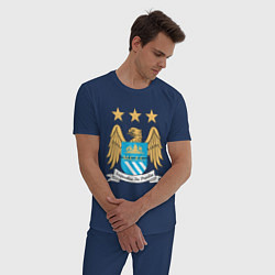 Пижама хлопковая мужская Manchester City FC, цвет: тёмно-синий — фото 2