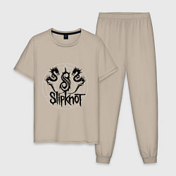 Пижама хлопковая мужская Slipknot Dragons, цвет: миндальный