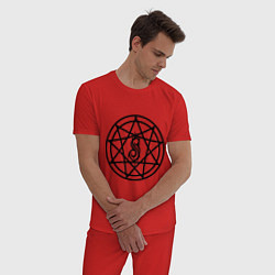 Пижама хлопковая мужская Slipknot Pentagram, цвет: красный — фото 2