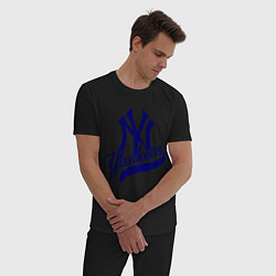 Пижама хлопковая мужская NY - Yankees, цвет: черный — фото 2