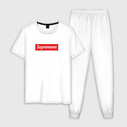 Пижама хлопковая мужская Suprememe, цвет: белый
