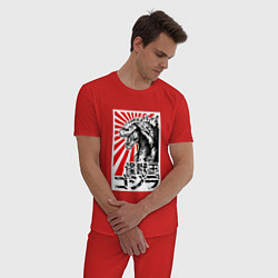 Пижама хлопковая мужская Godzilla Poster, цвет: красный — фото 2