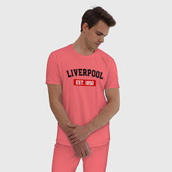 Пижама хлопковая мужская FC Liverpool Est. 1892, цвет: коралловый — фото 2