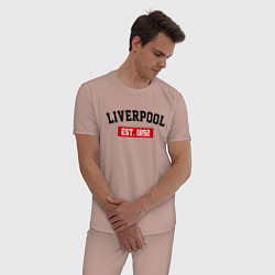 Пижама хлопковая мужская FC Liverpool Est. 1892, цвет: пыльно-розовый — фото 2