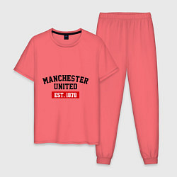 Пижама хлопковая мужская FC Manchester United Est. 1878, цвет: коралловый