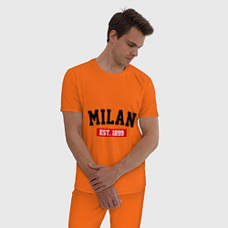 Пижама хлопковая мужская FC Milan Est. 1899, цвет: оранжевый — фото 2