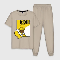 Пижама хлопковая мужская Homer D'OH!, цвет: миндальный