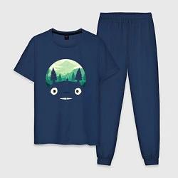 Пижама хлопковая мужская Тоторо как лес, цвет: тёмно-синий