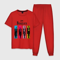 Пижама хлопковая мужская Walking Beatles, цвет: красный
