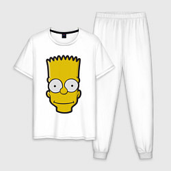 Пижама хлопковая мужская Довольный Барт, цвет: белый