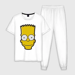 Пижама хлопковая мужская Довольный Барт, цвет: белый
