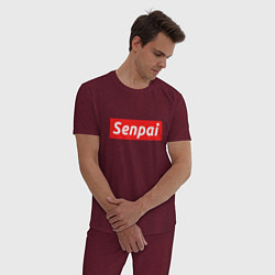 Пижама хлопковая мужская Senpai Supreme, цвет: меланж-бордовый — фото 2