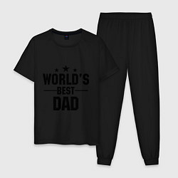 Пижама хлопковая мужская Worlds best DADDY, цвет: черный