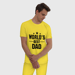 Пижама хлопковая мужская Worlds best DADDY, цвет: желтый — фото 2