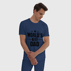 Пижама хлопковая мужская Worlds best DADDY, цвет: тёмно-синий — фото 2