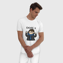Пижама хлопковая мужская Шерлок, цвет: белый — фото 2