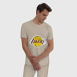 Пижама хлопковая мужская LA Lakers, цвет: миндальный — фото 2