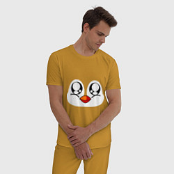 Пижама хлопковая мужская Морда пингвина, цвет: горчичный — фото 2