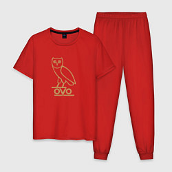Пижама хлопковая мужская OVO Owl, цвет: красный
