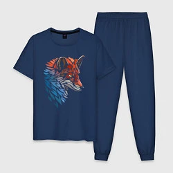 Пижама хлопковая мужская Пестрая лисица, цвет: тёмно-синий