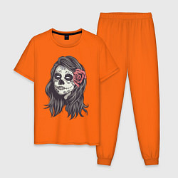 Пижама хлопковая мужская Mexican Girl, цвет: оранжевый