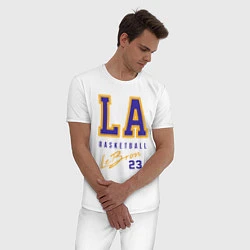Пижама хлопковая мужская Lebron 23: Los Angeles, цвет: белый — фото 2