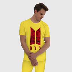 Пижама хлопковая мужская BTS Roses, цвет: желтый — фото 2