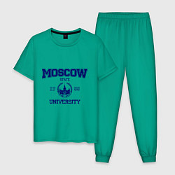 Пижама хлопковая мужская MGU Moscow University, цвет: зеленый