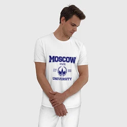Пижама хлопковая мужская MGU Moscow University, цвет: белый — фото 2